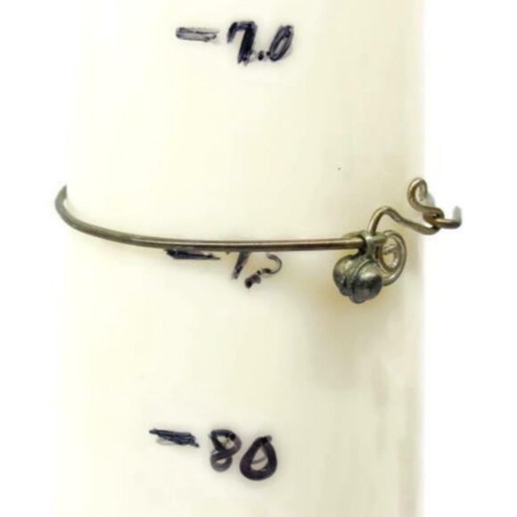 Jingle Bell Ring Hooked Thin Bangle Sterling Silver 925 Charm Vintage Bracelet - Picture 10 of 12